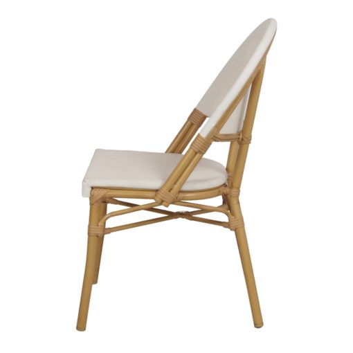 SILLA DE EXTERIOR KONRAD de estilo Bistró, estructura fabricada en aluminio imitando al bambú, asiento y respaldo tapizado en textilene.3