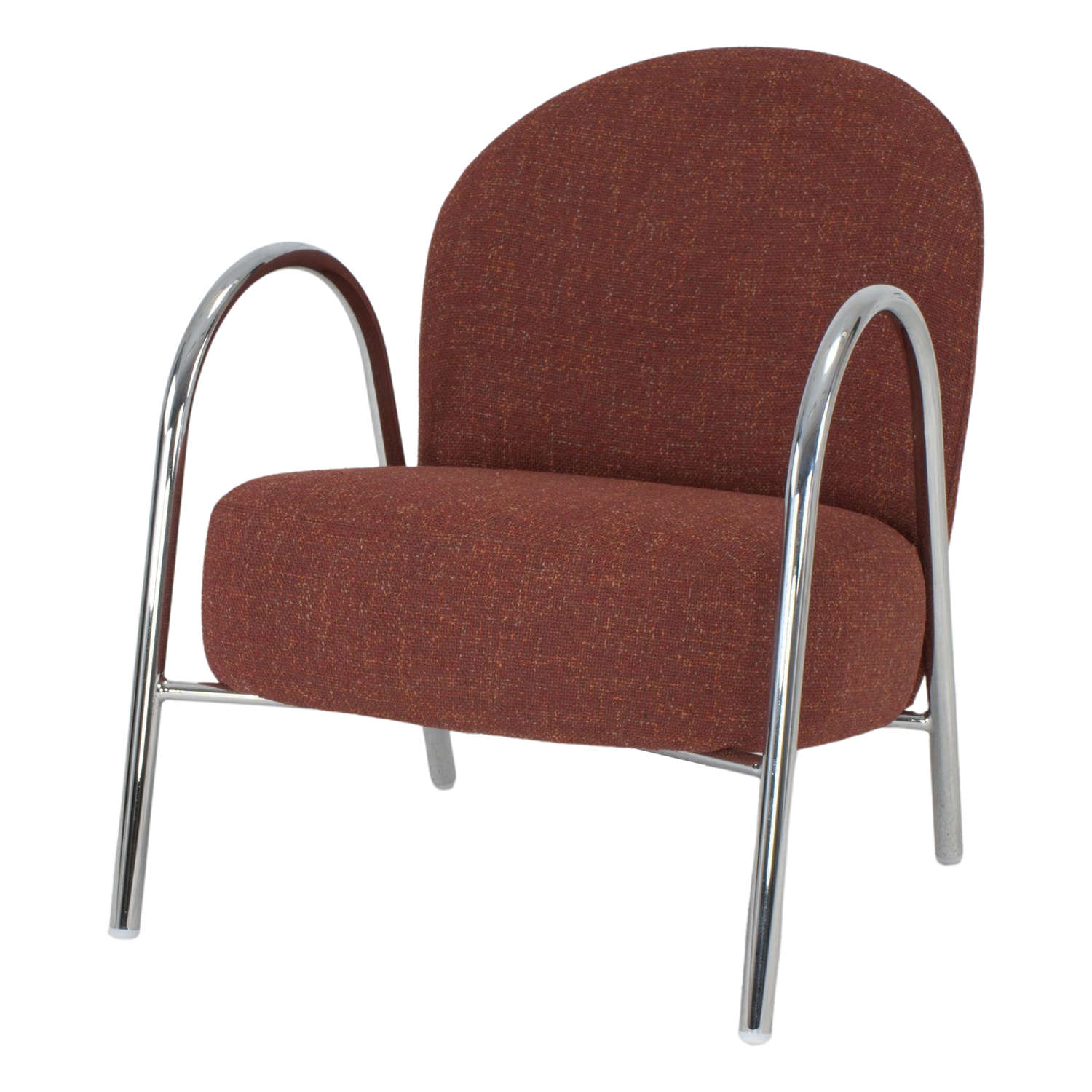 SILLÓN TAPIZADO CASEY estilo Contemporáneo. Tapizado en textil con estructura de acero. Vino