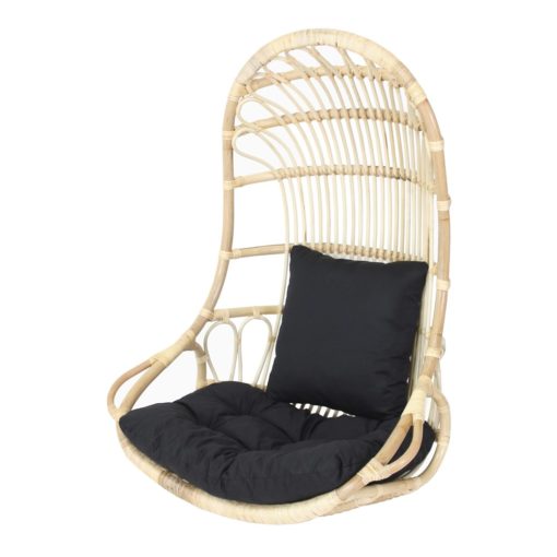 silla colgante CANDACE fabricada en fibras naturales foto de 3/4