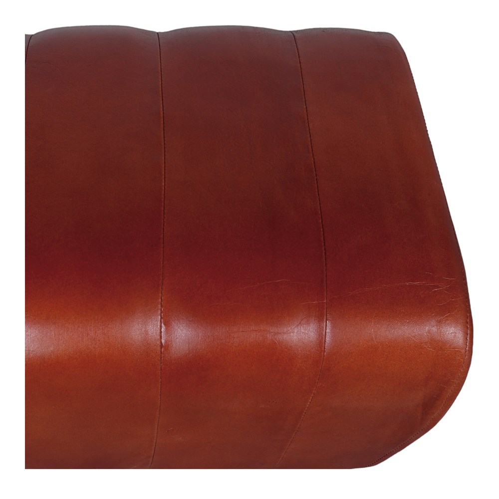 BANCO DE MADERA Y PIEL BRETAIN estilo Vintage con estructura de madera tropical y asiento tapizado en piel. asiento