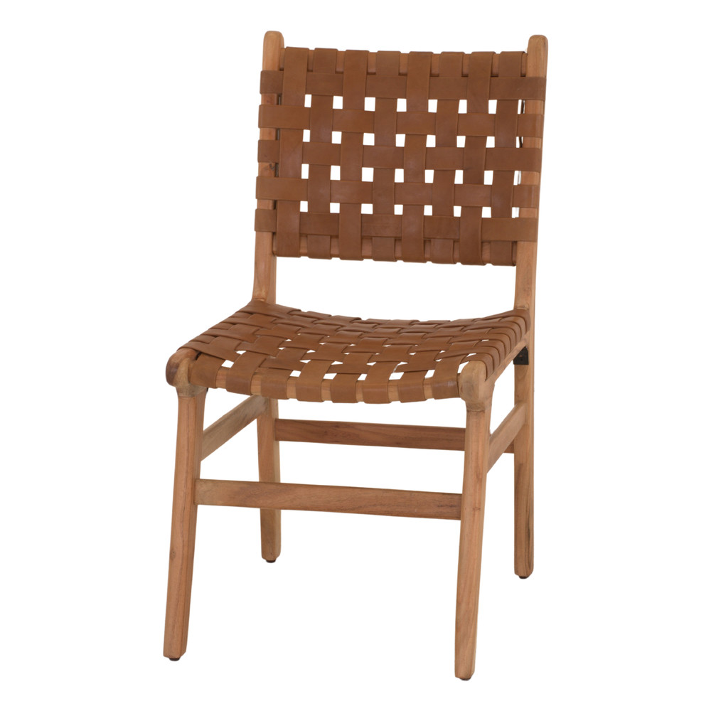 SILLA DE PIEL DELYCE MARRÓN de estilo nórdico
