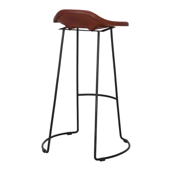 TABURETE ALTO METAL Y PIEL SUSSEX estilo Mid Century. 4