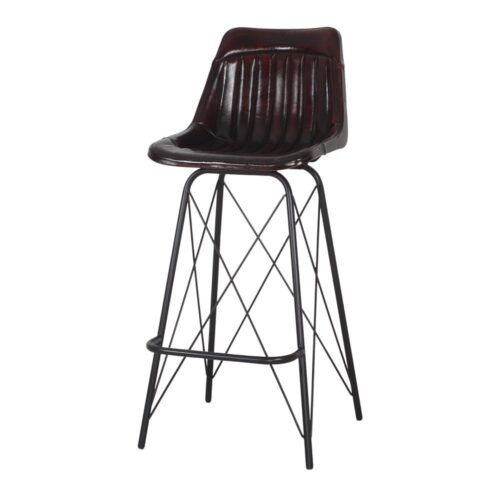 TABURETE ALTO DE METAL Y PIEL WARREN 1