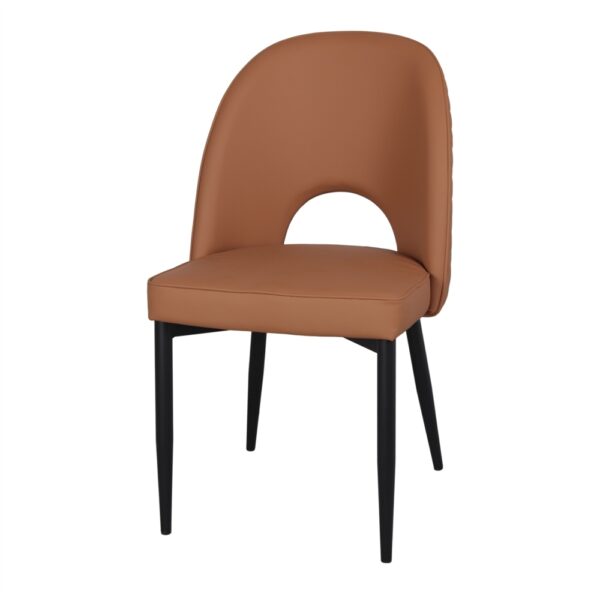 SILLA TAPIZADA PARION de estilo Contemporáneo, estructura de acero con brazos de madera.