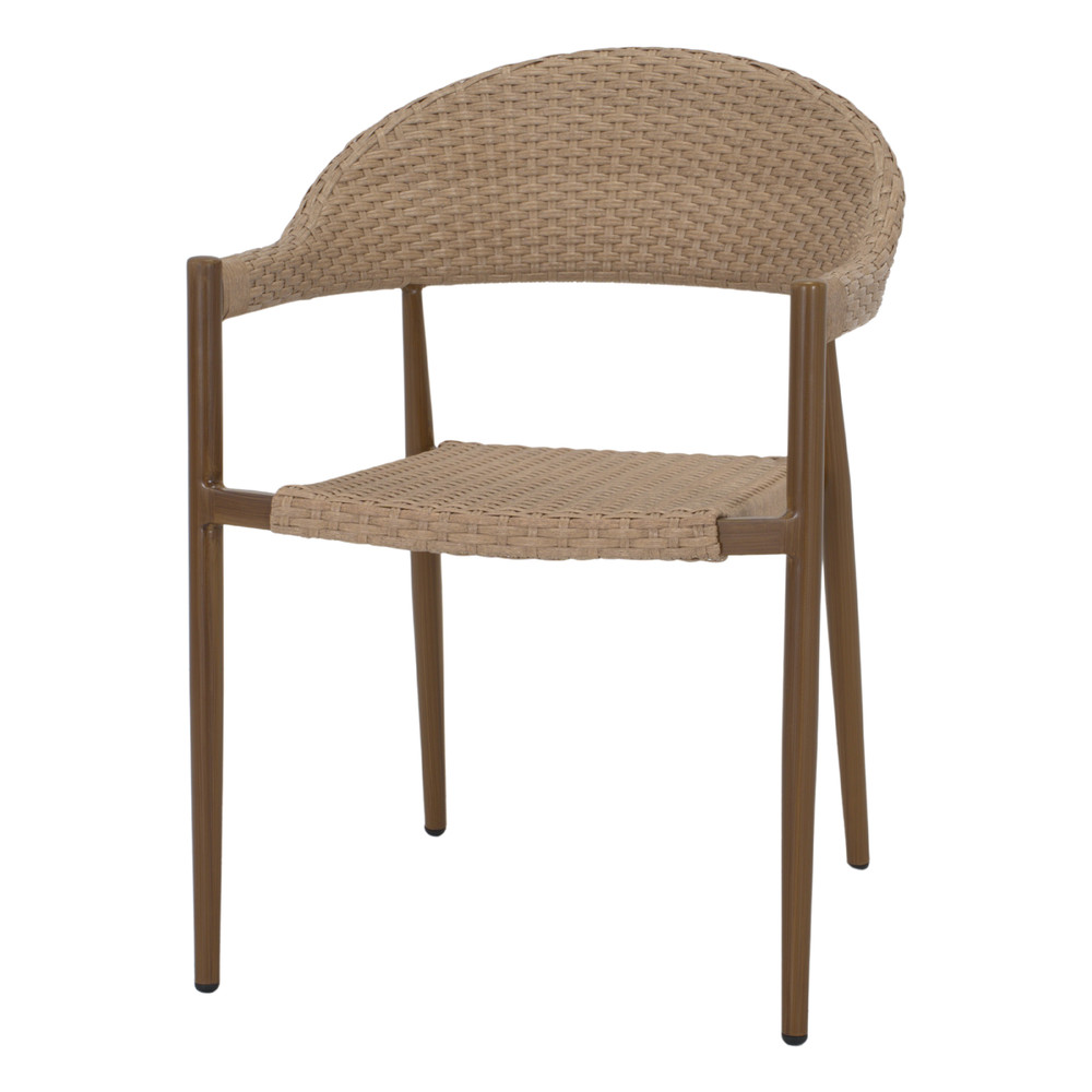 SILLA DE EXTERIOR LALIX de estilo Mediterráneo, estructura fabricada en metal, asiento y respaldo en medula sintética.