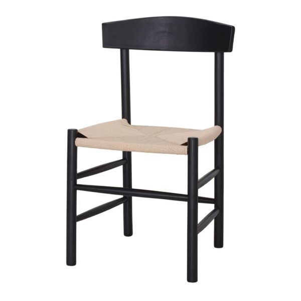 SILLA DE MADERA MALTES con asiento de cuerda. negra 1