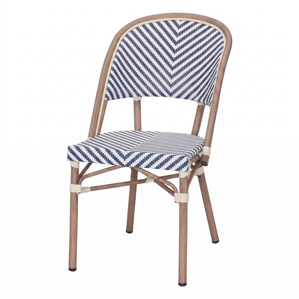 SILLA DE EXTERIOR BLUMAR, estructura fabricada en aluminio, médula de rattan sintético, perfecta para exterior.