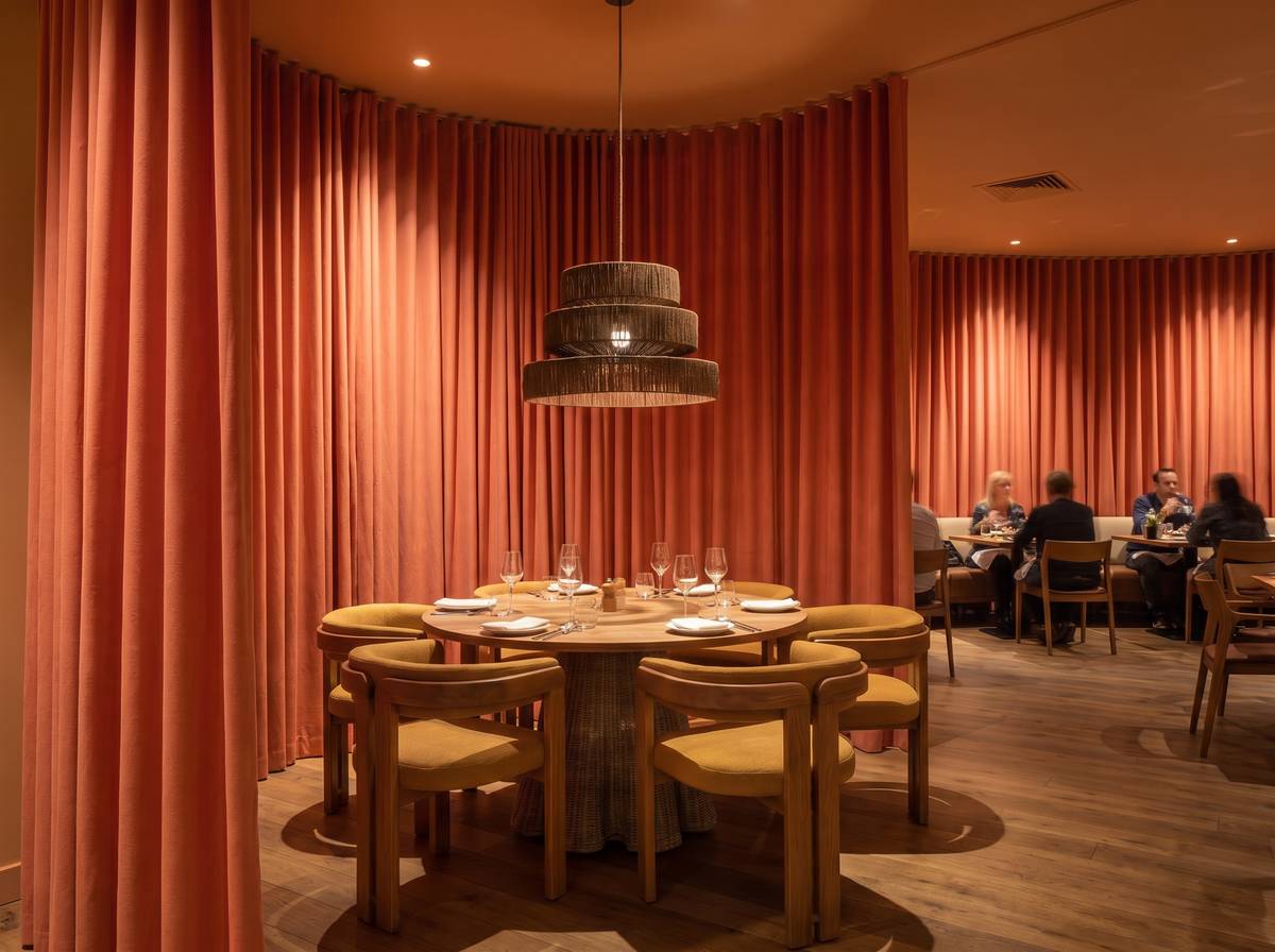 Iluminación y lámparas para restaurantes: Pantalla cuerda en sala de restaurante